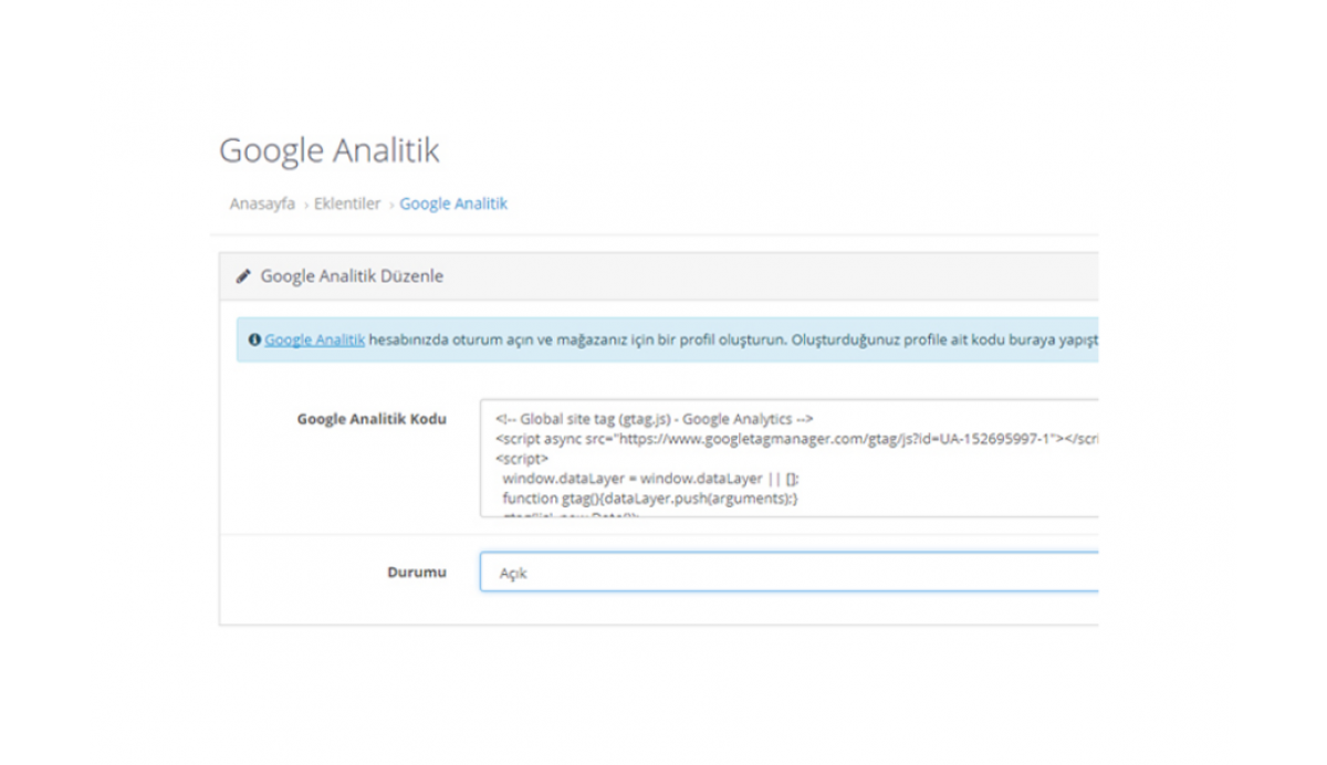 Opencart E-Commerce Analytics Modülü